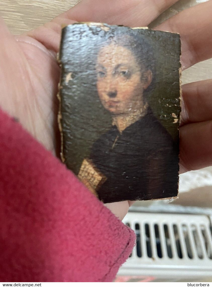 SOFONISBA ANGUISSOLA RITRATTO  MOGLIE DI MONCADA FABRIZIO OLIO SU LEGNO COME DA FOTO RARISSIMA CM. 6 X 3 - Huiles