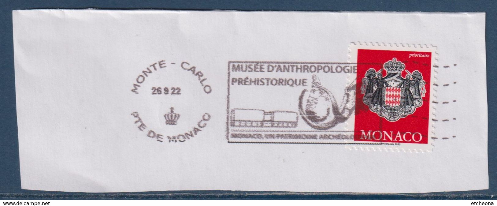 Monaco 2020 Adhésif N°3220 (type Du 2280) Avec Flamme Musée D’Anthropologie Préhistorique Monte-Carlo 26.9.22 - Storia Postale