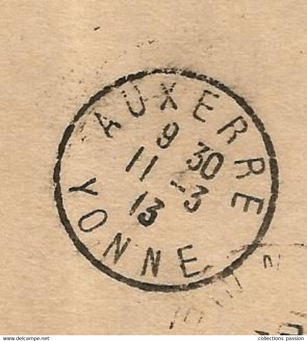 Entier Postal Sur Carte Lettre,  St AMAND EN PUISAYE , NIEVRE,  Pour AUXERRE,  YONNE,  1913,  3 Scans - Cartes-lettres