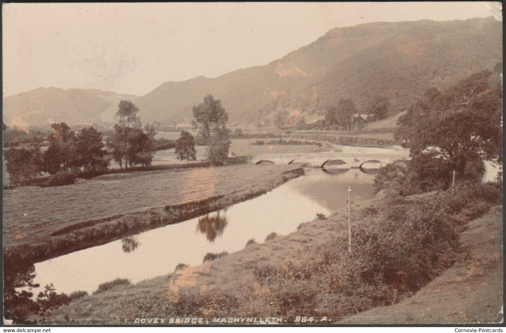 Dovey Bridge, Machynlleth, Montgomeryshire, 1907 - George & Son RP Postcard - Montgomeryshire