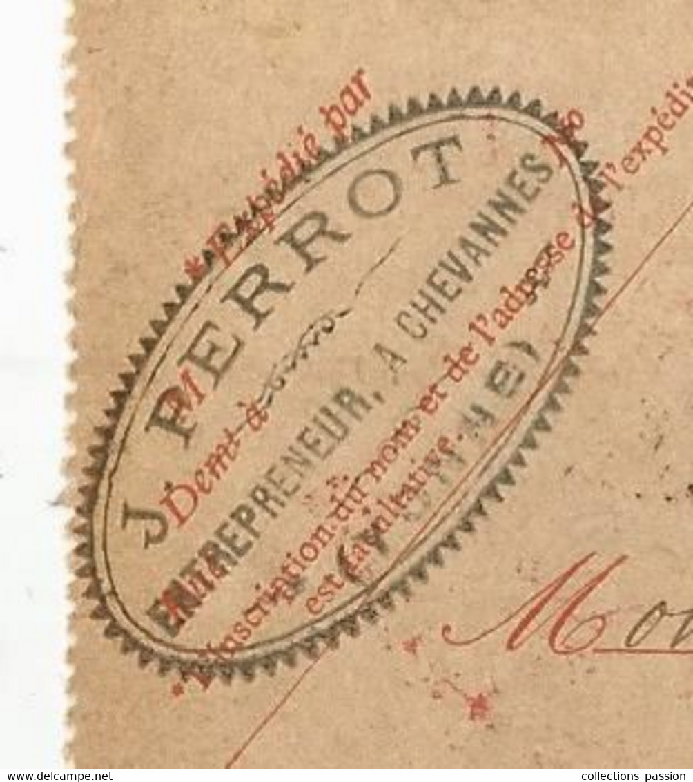 Entier Postal Sur Carte Lettre,  CHEVANNES,  Pour AUXERRE,  YONNE,  1913,  4 Scans, J.Perrot à Chevannes - Kaartbrieven