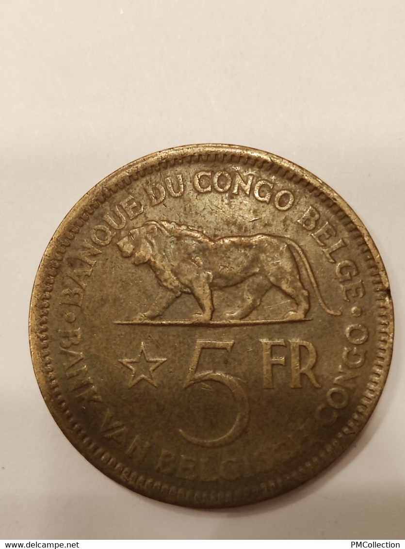 CONGO BELGE 5 FR LEOPOLD III 1936 - 1934-1945: Leopold III