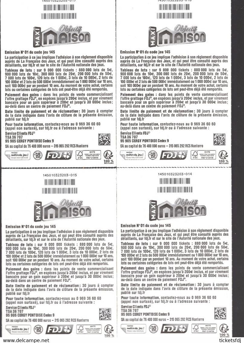 Grattage ILLIKO - OBJECTIF MAISON 14501 Série Complète - FRANCAISE DES JEUX - Billets De Loterie