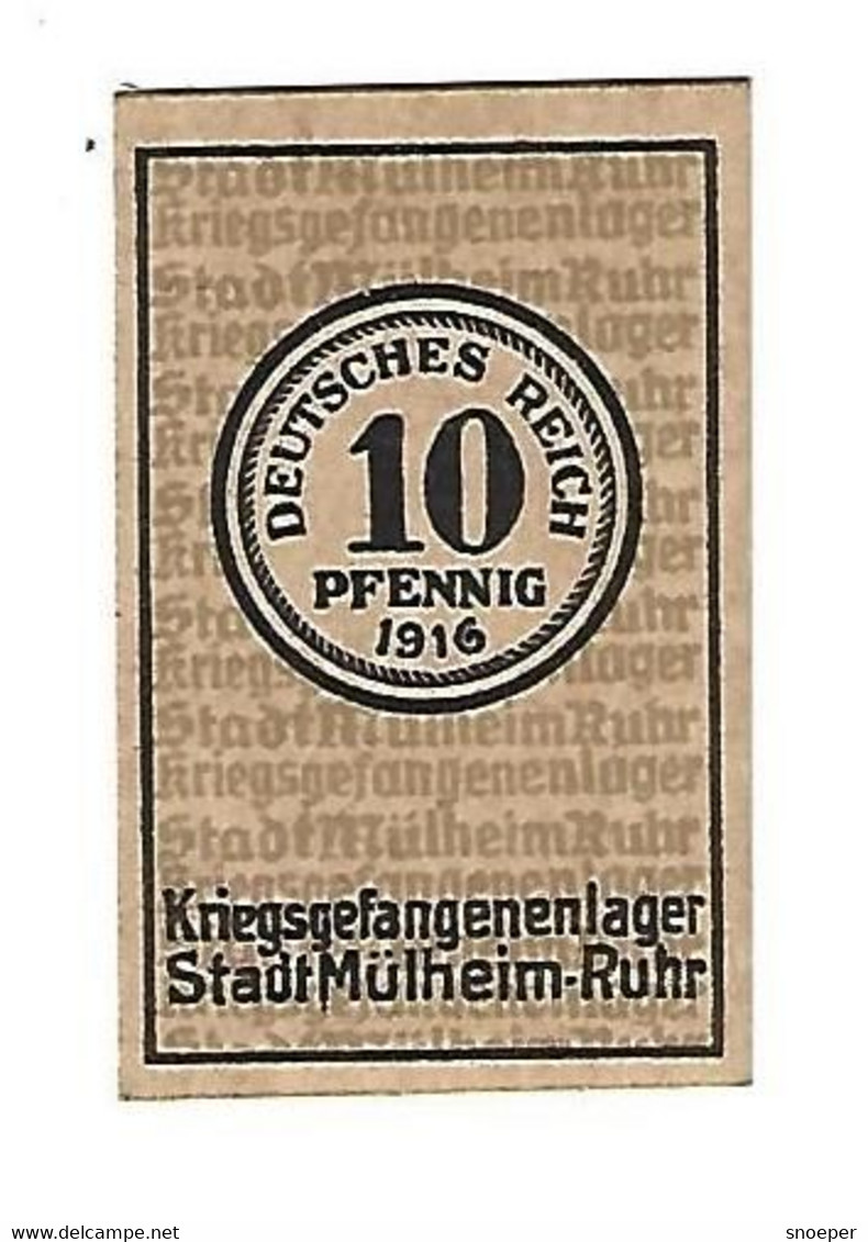 *germany  Kriegsgefangenen Lager  Arbeitscomando Rauen  Mulheim 10 Pfennig  05.02 - Altri & Non Classificati