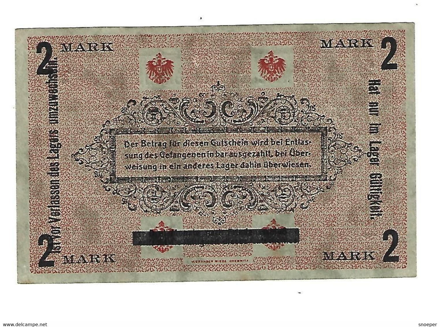 *germany Offizier  Gefangenenlager  Plassenburg 2 Mark  05.21a - Other & Unclassified