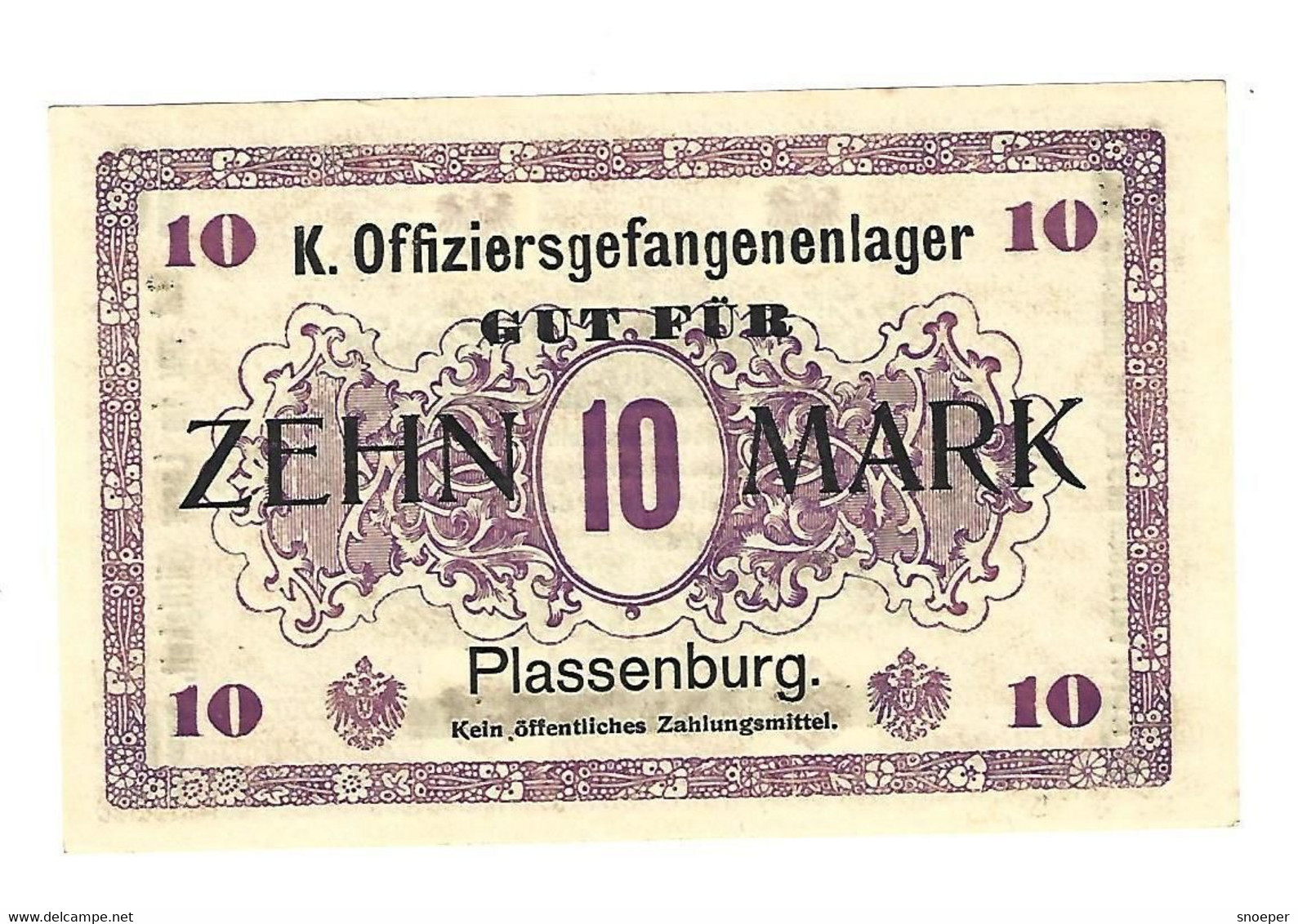 *germany Offizier  Gefangenenlager  Plassenburg 10 Mark  05.23a - Sonstige & Ohne Zuordnung