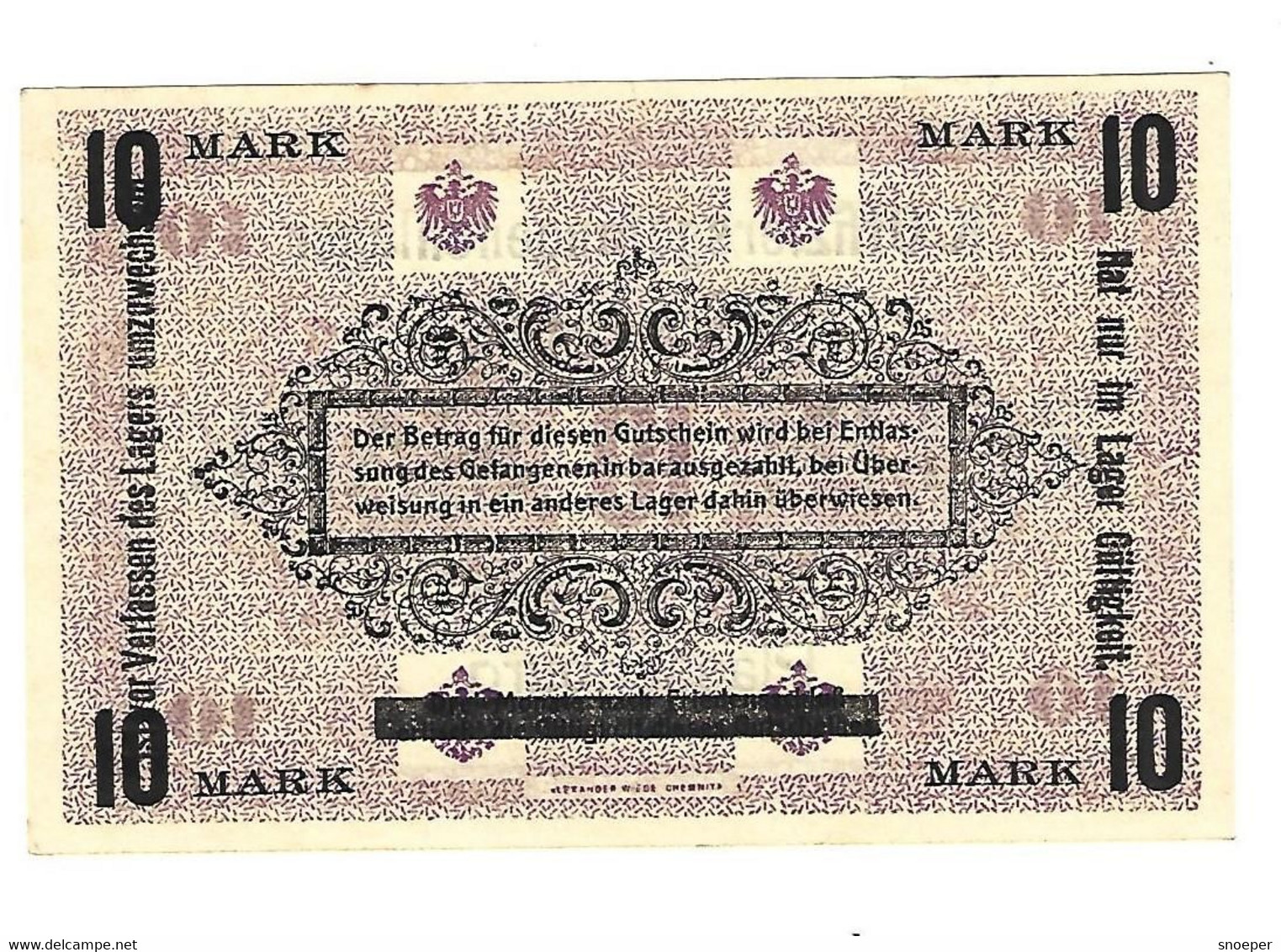 *germany Offizier  Gefangenenlager  Plassenburg 10 Mark  05.23a - Altri & Non Classificati