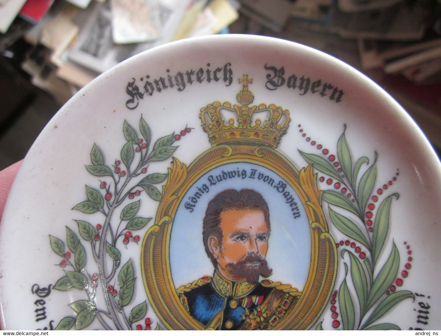 Old Decorative Plate Konigreich Bayern Konig Ludwig II Von Bayern 1845 1886 Diameter 10 Cm - Plates