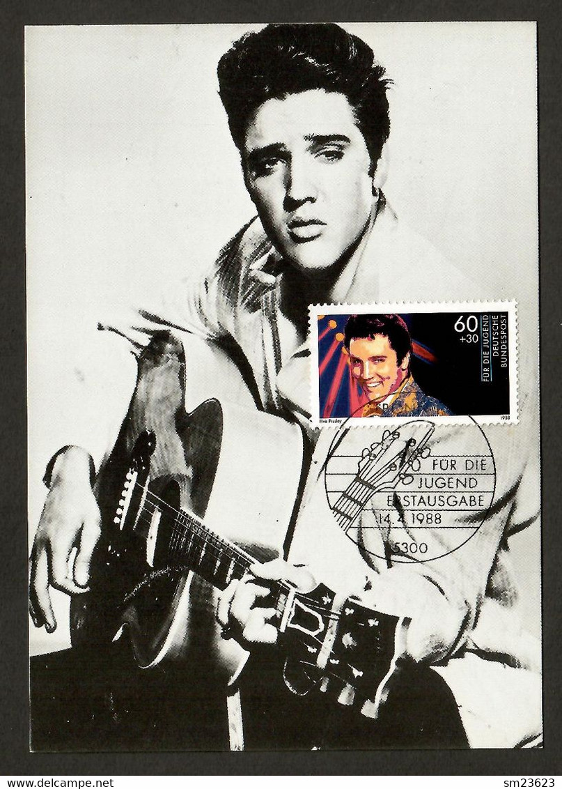 BRD 1988  Mi.Nr. 1361 , Idole Der Rock Und Popmusik / Elvis Presley - Maximum Card -  Bonn 14.April 1988 - Elvis Presley