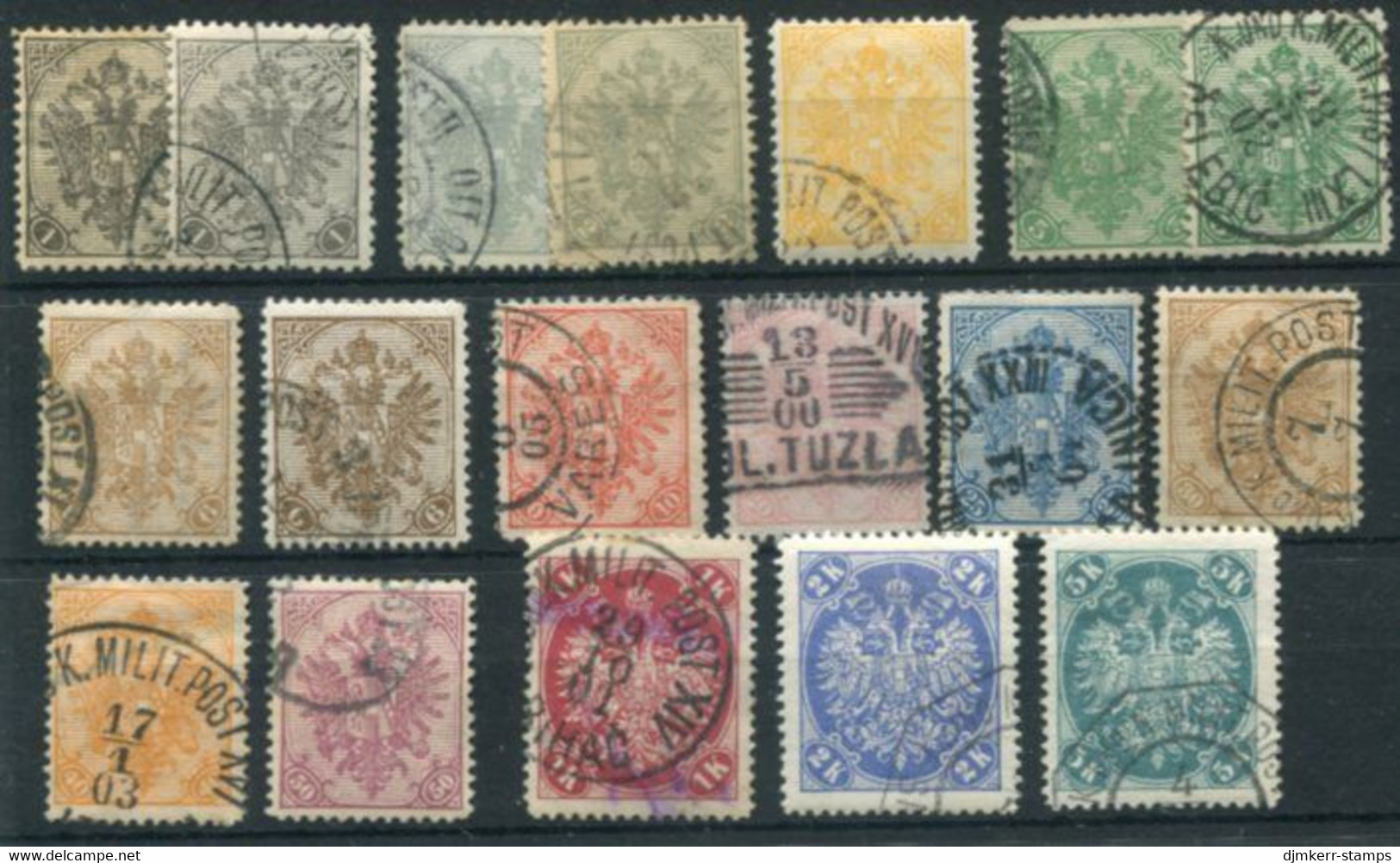 BOSNIA & HERZEGOVINA 1900-01 Arms  Set Of 141 Plus Shades Of 1, 2, 5 And 6 H. Used.  SG 148-64,  Michel 10-23A - Bosnie-Herzegovine