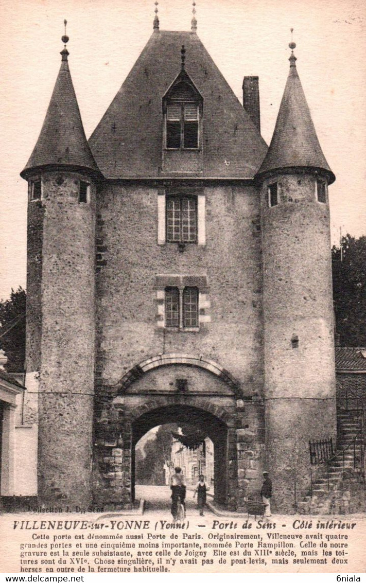 15876 VILLENEUVE Sur YONNE  Porte De Sens      Côté Intérieur      (2 Scans)  89 - Villeneuve-sur-Yonne