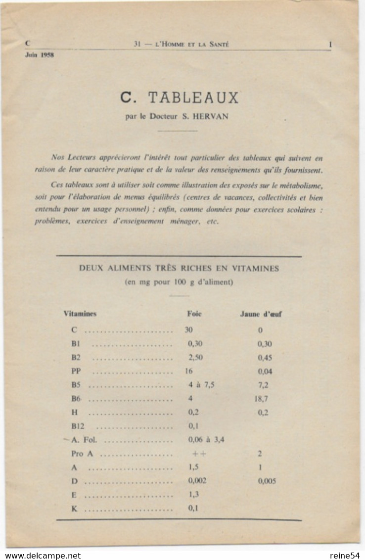 EDSCO DOCUMENTS- L'HOMME Et LA SANTE-.3e Année - Juin1958 -Pochette N°31 Support Enseignants-Les Editions Scolaires - Didactische Kaarten