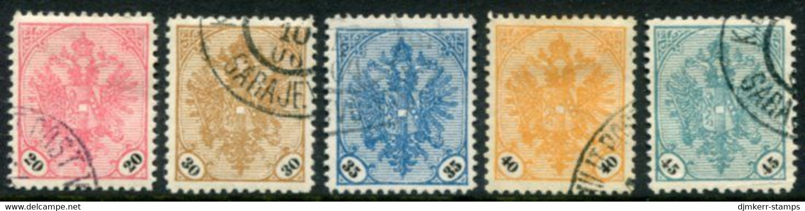 BOSNIA & HERZEGOVINA 1901-05 Arms Definitive With Black Numerals, Used.  Michel 24-28 - Bosnie-Herzegovine