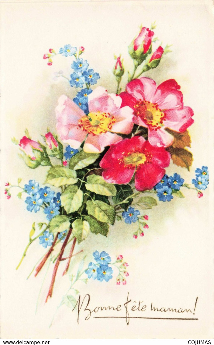 BONNE FETE MAMAN - S04643 - Bouquet De Fleurs - Roses - Myosotis - L1 - Día De La Madre