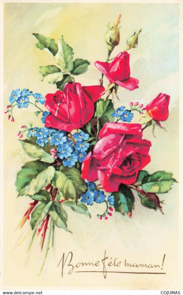 BONNE FETE MAMAN - S04650 - Bouquet De Fleurs - Rose - Myosotis - L1 - Mother's Day