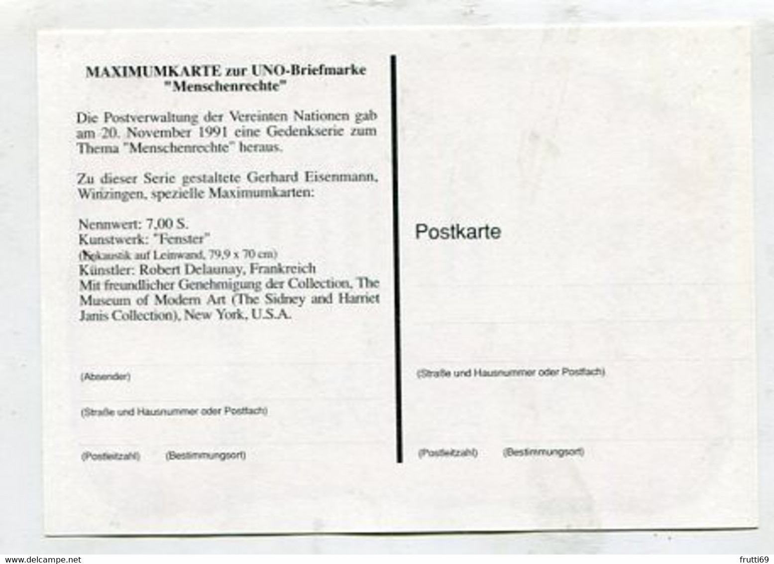 MC 099028 UNO VIENNA - Wien - Menschnerechte - Cartes-maximum
