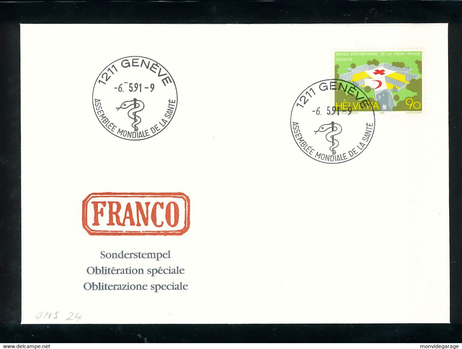 Assemblée Mondiale De La Santé - Oblitération Spéciale - 06 05 1991 - Premier Jour - Genève - OMS - 45/2 - OMS