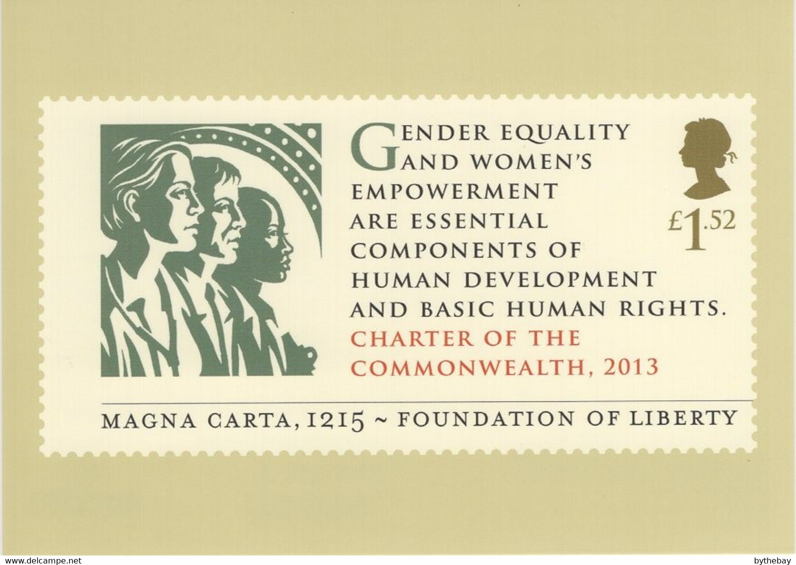 Great Britain 2015 PHQ Card Sc 3408 1.52pd Women, Charter Of The Commonwealth Quote - Cartes PHQ