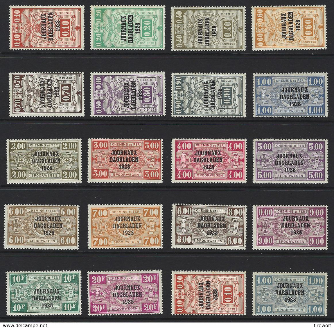 A13 - Belgium - 1928 - Railways Parcel Stamps With Surcharge Journaux Dagbladen 1928 - Mix MH/MNH - Newspaper [JO]