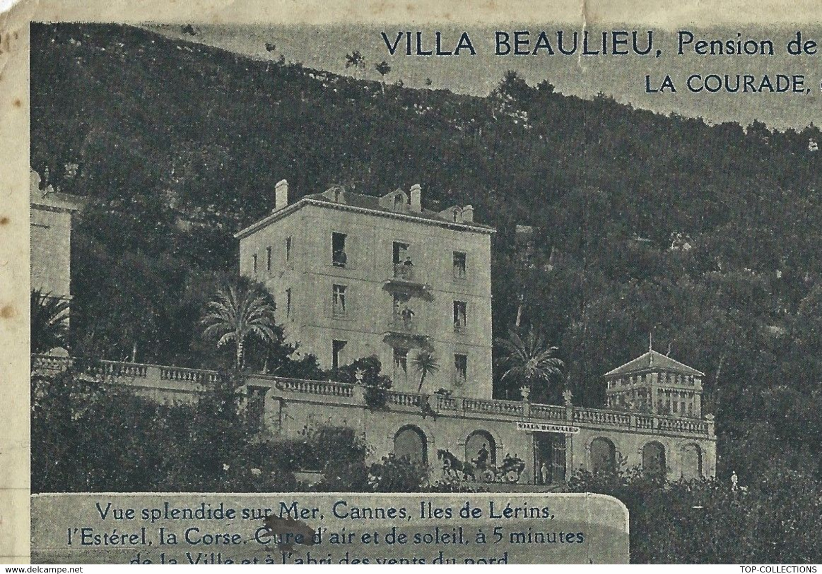 1921 Grasse Alpes Maritimes PAPIER ENTETE VILLA BEAULIEU Pension De Famille La Courade V.SCANS - 1900 – 1949