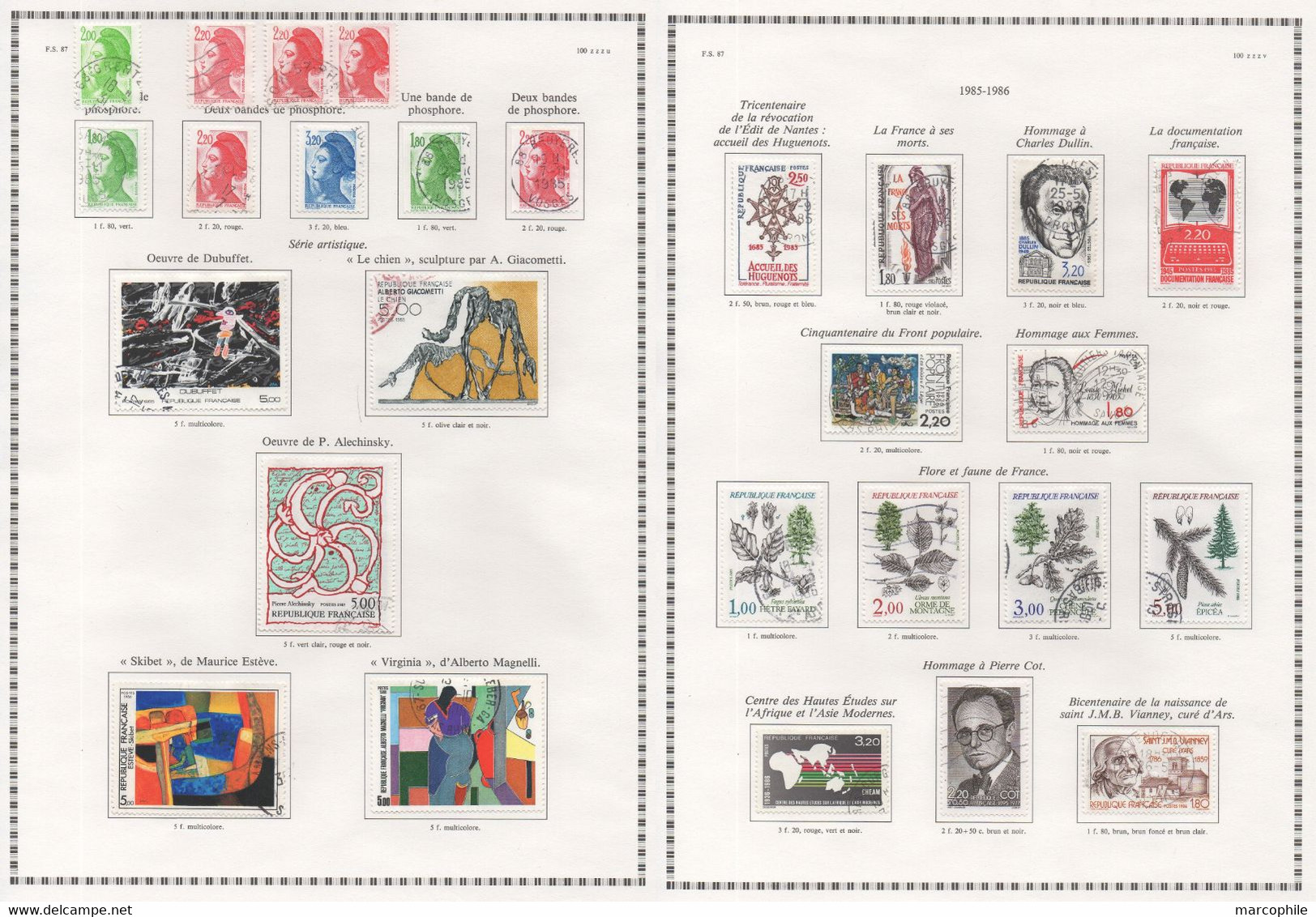 FRANCE / 1985  A 1989 - 5  ANNEES  COMPLETES OBLITEREES DU # 2347  AU 2614 / COTE 195.50 € / 16 IMAGES (ref  7320) - 1980-1989