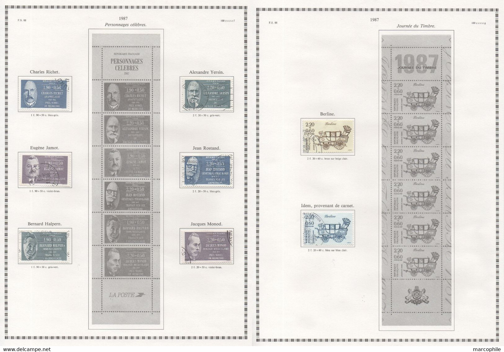 FRANCE / 1985  A 1989 - 5  ANNEES  COMPLETES OBLITEREES DU # 2347  AU 2614 / COTE 195.50 € / 16 IMAGES (ref  7320)