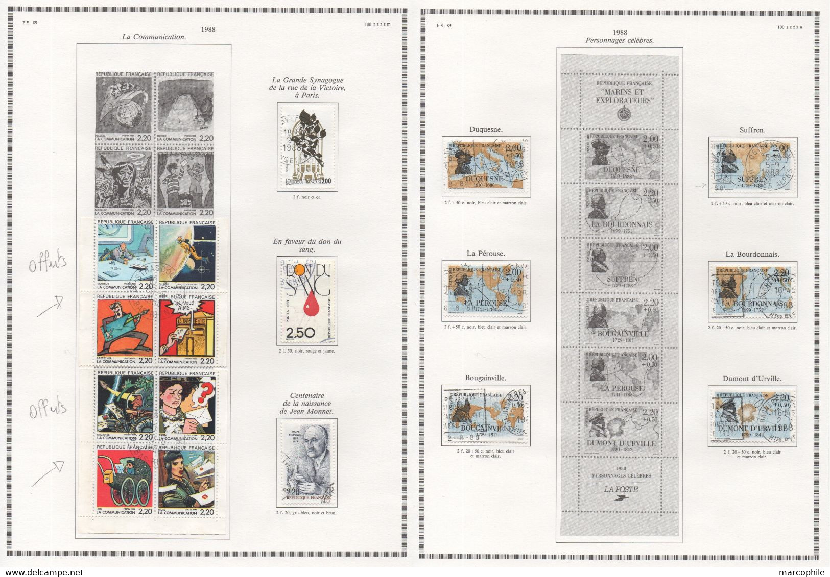 FRANCE / 1985  A 1989 - 5  ANNEES  COMPLETES OBLITEREES DU # 2347  AU 2614 / COTE 195.50 € / 16 IMAGES (ref  7320)