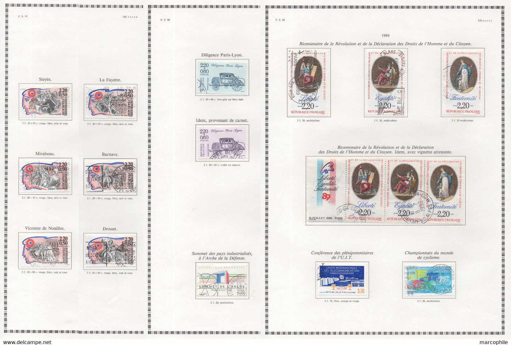 FRANCE / 1985  A 1989 - 5  ANNEES  COMPLETES OBLITEREES DU # 2347  AU 2614 / COTE 195.50 € / 16 IMAGES (ref  7320)