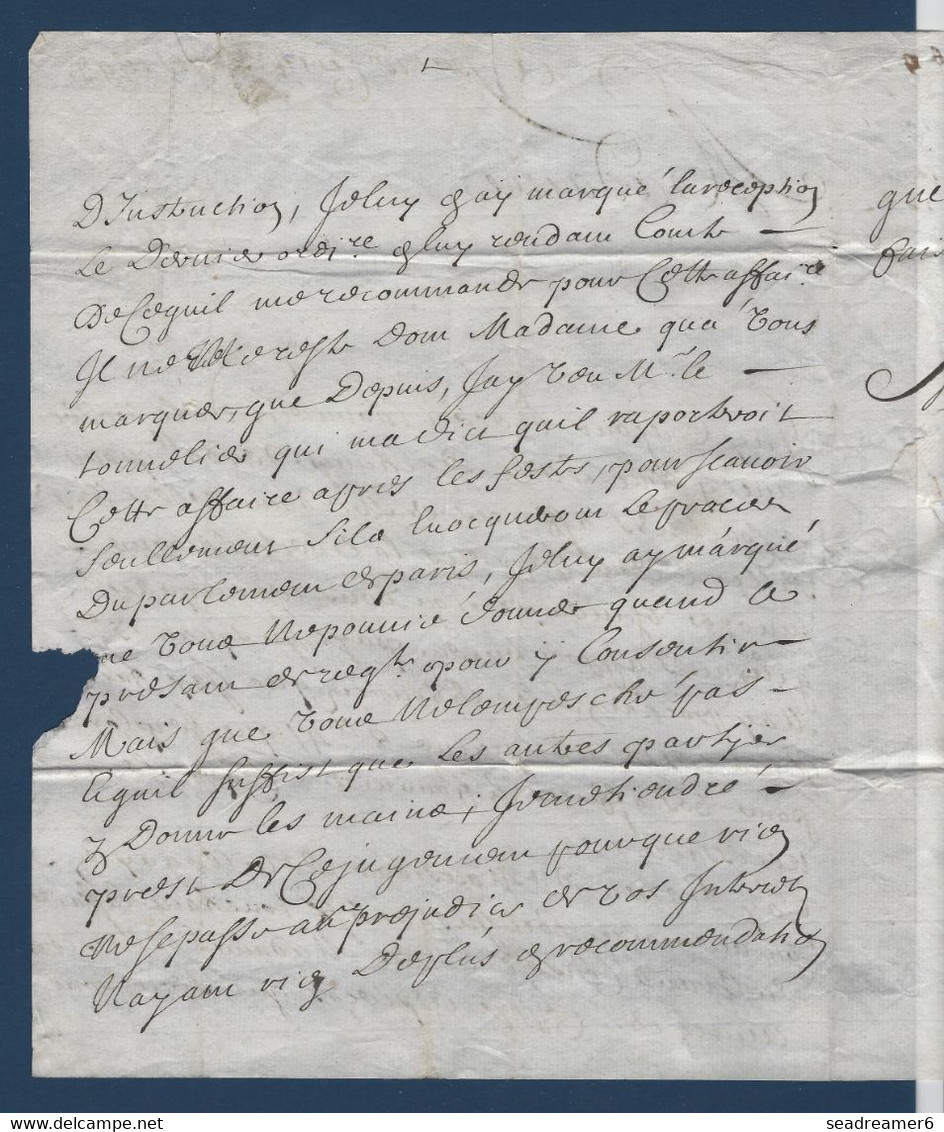Lettre De PARIS De 1693 Adréssée à Mme De La .... GOUYON En BRETAGNE à ST PAUL De LION Taxe Manuscrite 8 Sols - ....-1700: Precursors