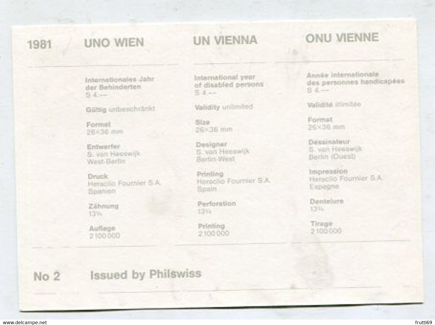 MC 099099 UNO VIENNA - Wien - Internationales Jahr Der Behinderten  - 1981 - Maximum Cards