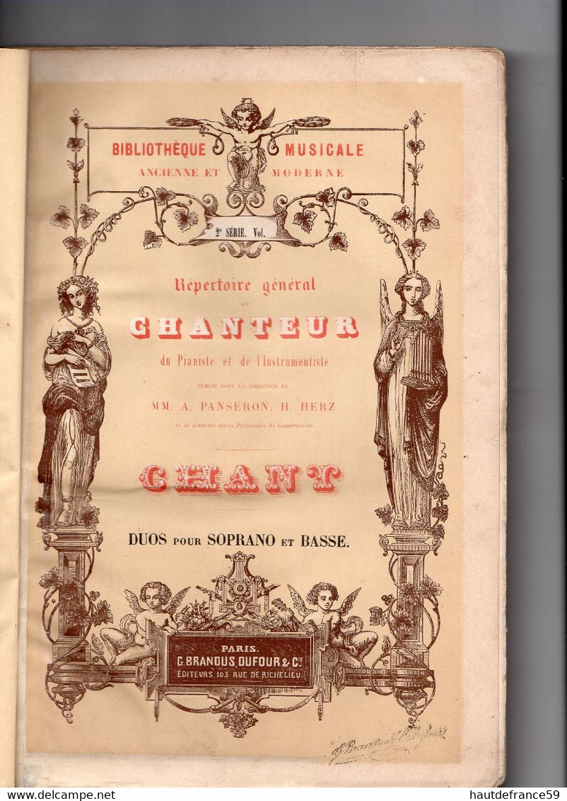 RECUEIL Répertoire Partitions 1908 Paroles & Musique , 216 Pages  - CHANTEUR DUOS SOPRANO & BASSE édit Brandus & Dufour - Canto (corale)