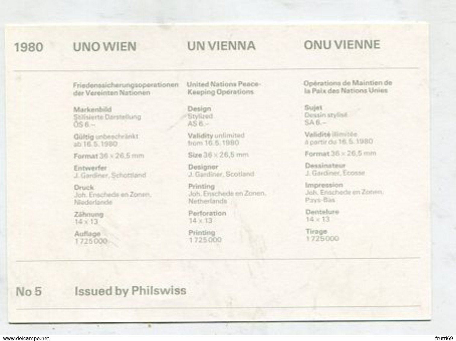 MC 099105 UNO VIENNA - Wien - Friedenssicherungsoperationen Der Vereinten Nationen - 1980 - Maximum Cards