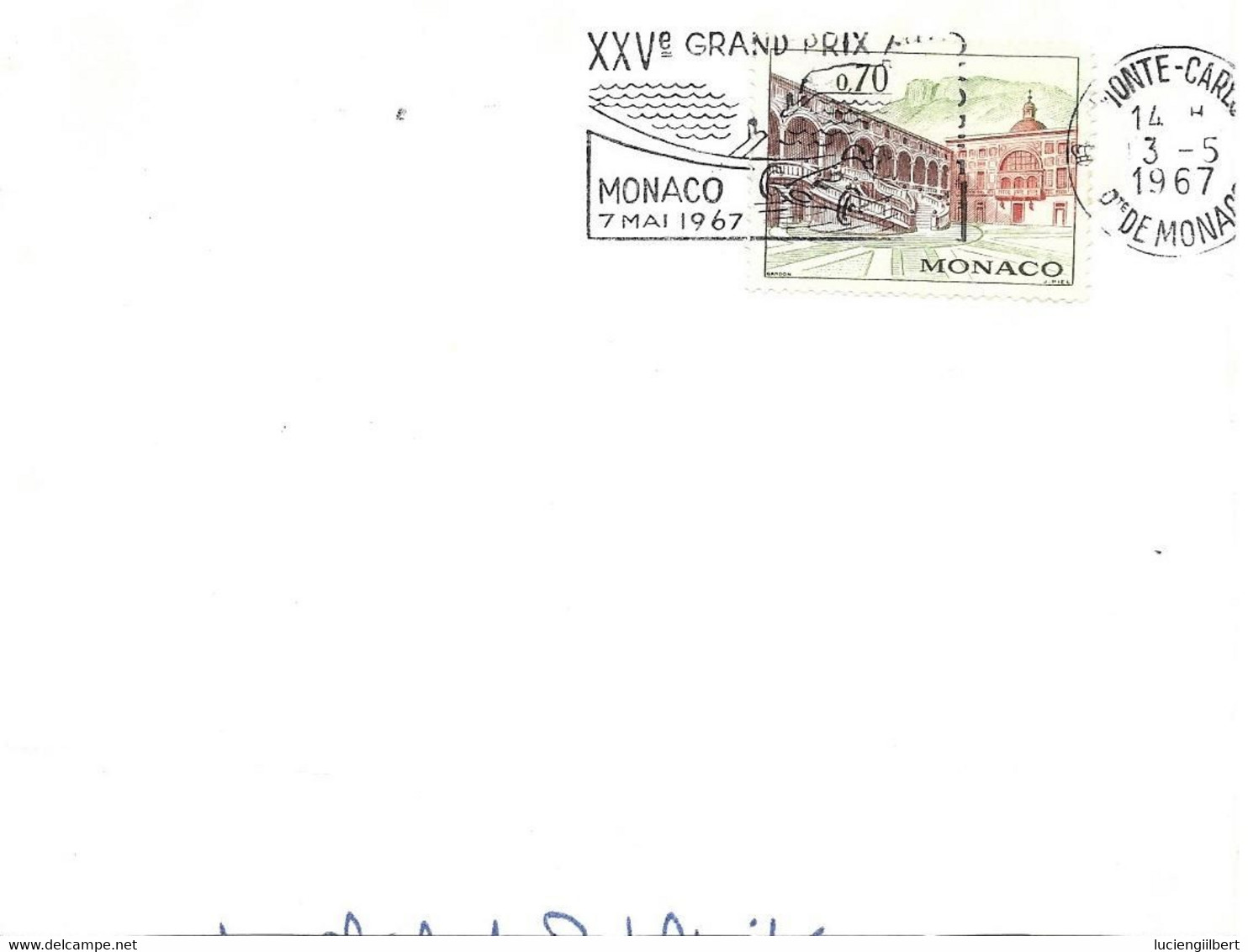 MONACO  - TIMBRE N° 665  - FLAMME :   XXVe GRAND PRIX DE MONACO 7 MAI 1967 -  SEUL SUR LETTRE - BELLE FRAPPE - Cartas & Documentos