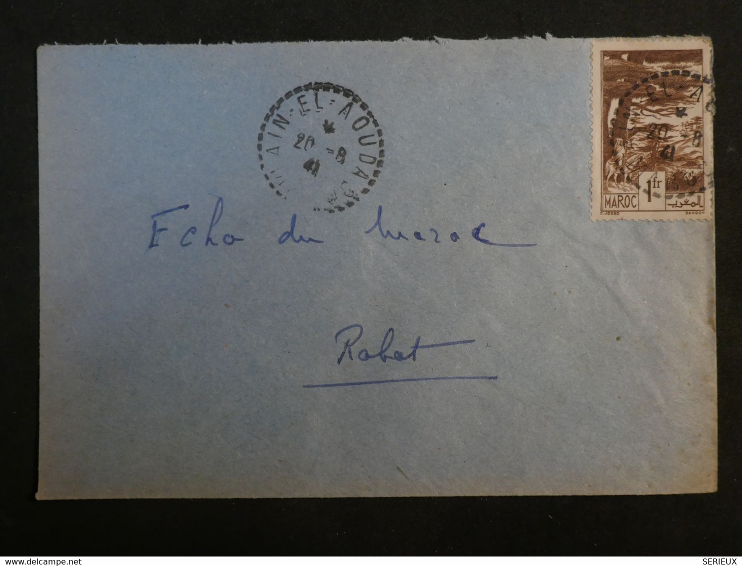 BJ14 MAROC LETTRE  1941 PETIT BUREAU  A  RABAT +CACHET + AFFRANCH. INTERESSANT - Brieven En Documenten