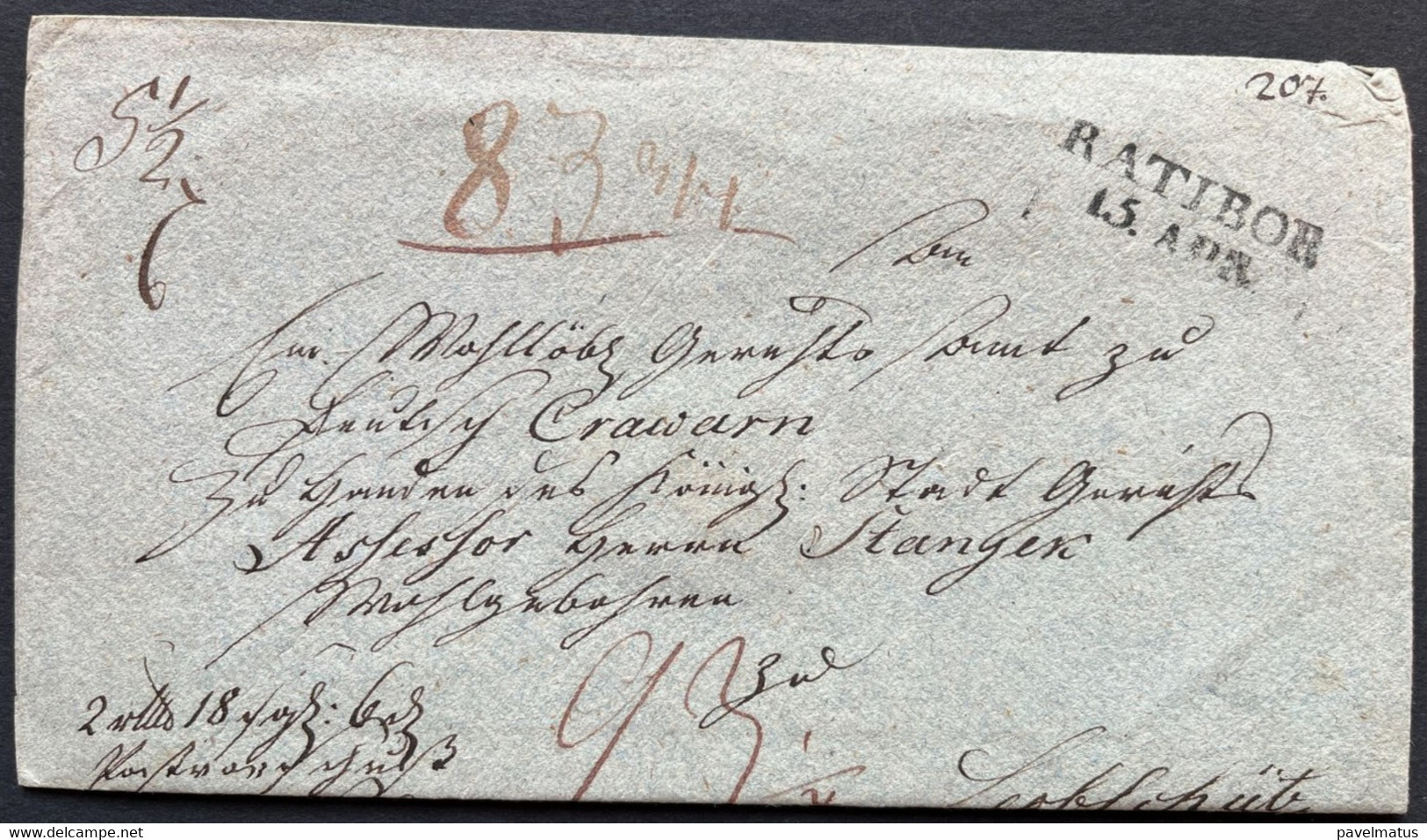 Poland Stampless 18?? Ratibor - Racibórz Very Nice Cover - ...-1860 Prephilately