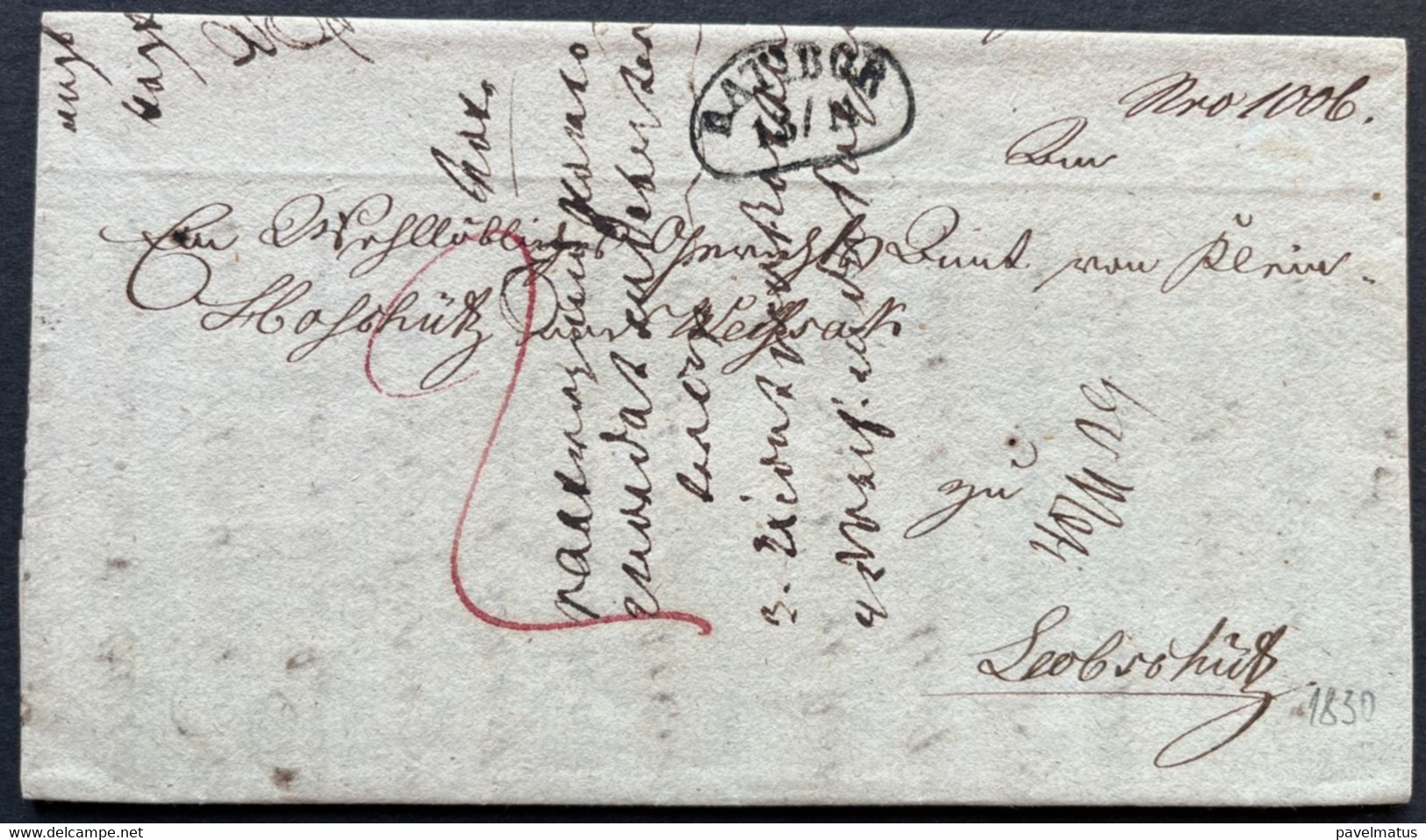 Poland Stampless 1830 Ratibor - Racibórz Very Nice Cover - ...-1860 Prephilately