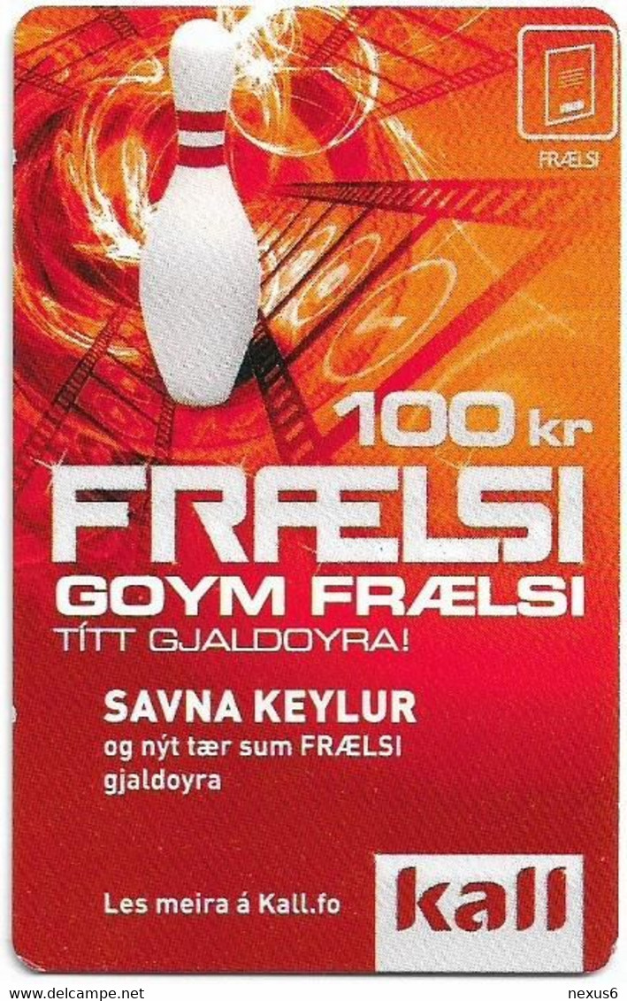 Faroe - Kall - Goym Fraelsi, Bowling Pin, Exp.08.2008, GSM Refill 100Kr, Used - Faroe Islands