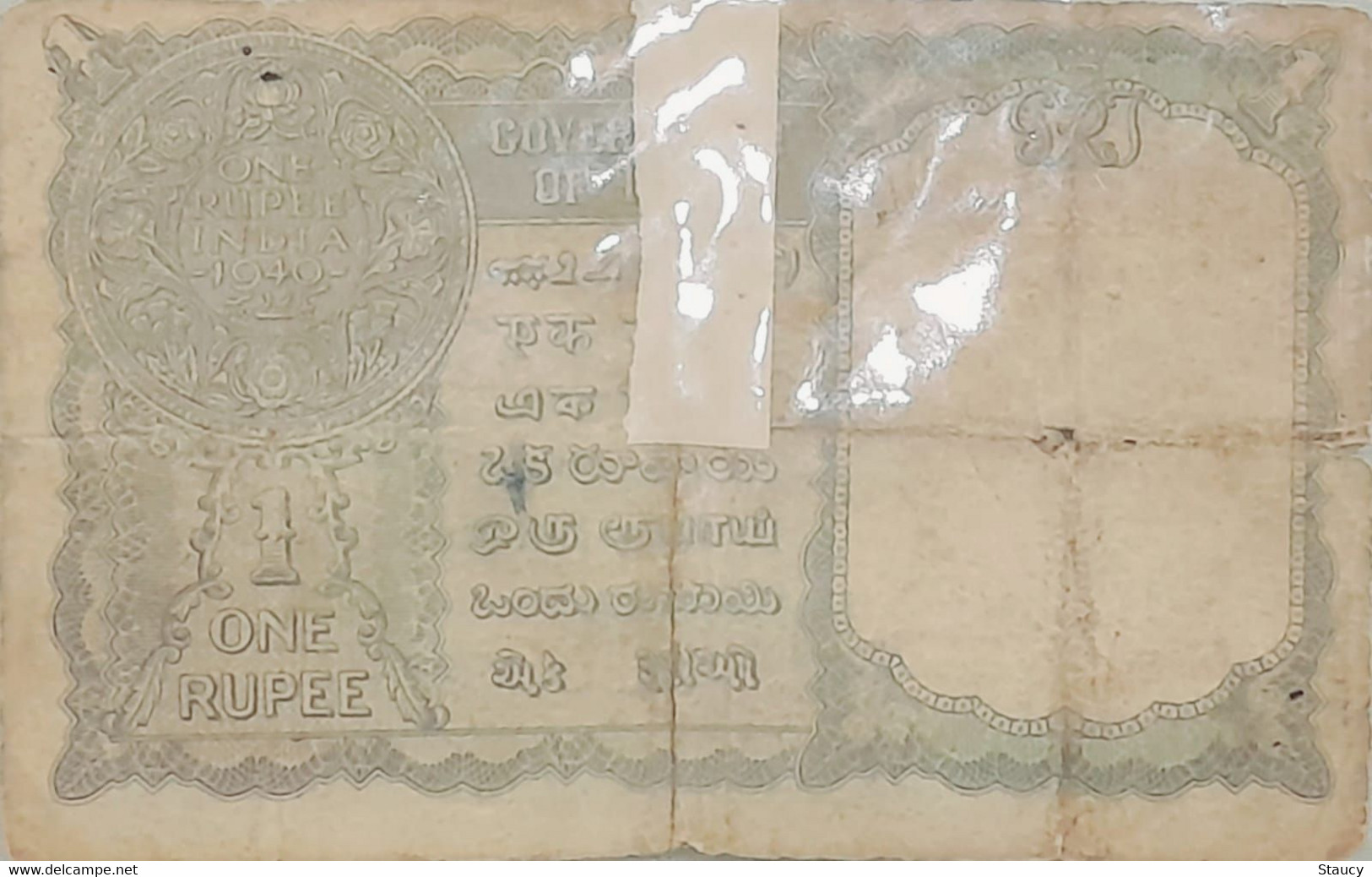 British India / BURMA 1940 King George KGVI Rs.1 One Rupee C E Jones "Ovpt. BURMA LEGAL TENDER" As Per Scan - Inde