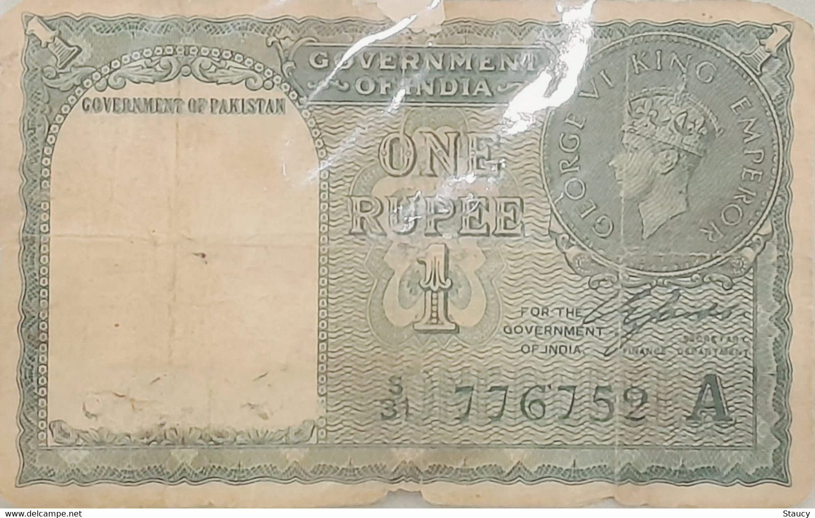 British India / PAKISTAN 1940 King George KGVI Rs.1 One Rupee C E Jones "Ovpt. GOVERNMENT Of PAKISTAN" As Per Scan - Inde