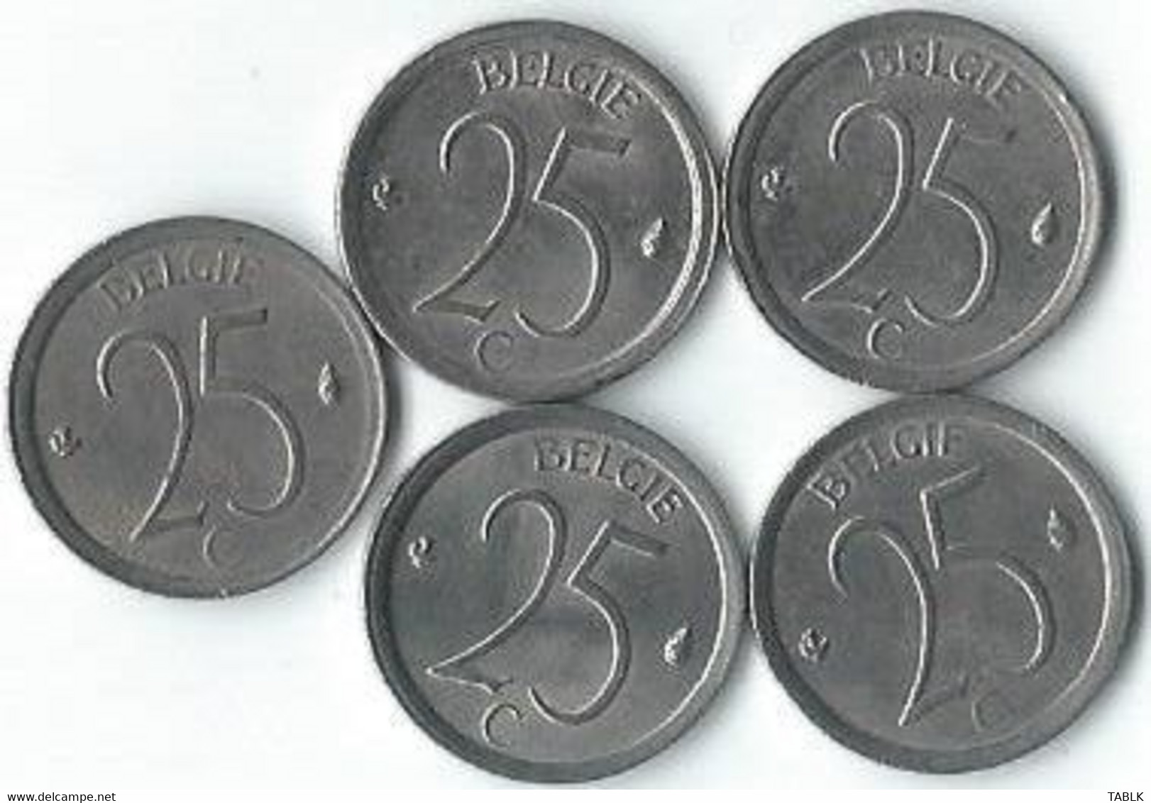 MM675 - BELGIË - BELGIUM - 5 X 25 CENTIMES - VLAAMS - 1965 - 1968 - 1972 - 1974 -1975 - 25 Cent