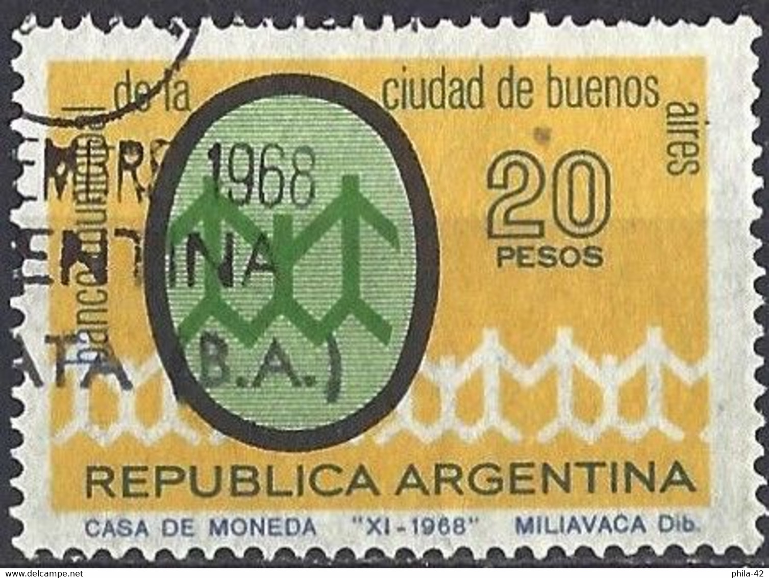 Argentina 1968 - Mi 1012 - YT 826 ( Banco De La Ciudad Buenos Aires ) - Gebraucht