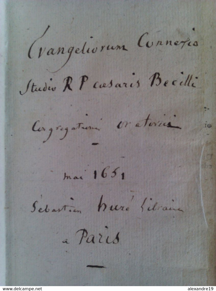 Cesare Becilli, Connexio evangeliorum, 1651. Edité par Sébastien Huré, évangiles religion