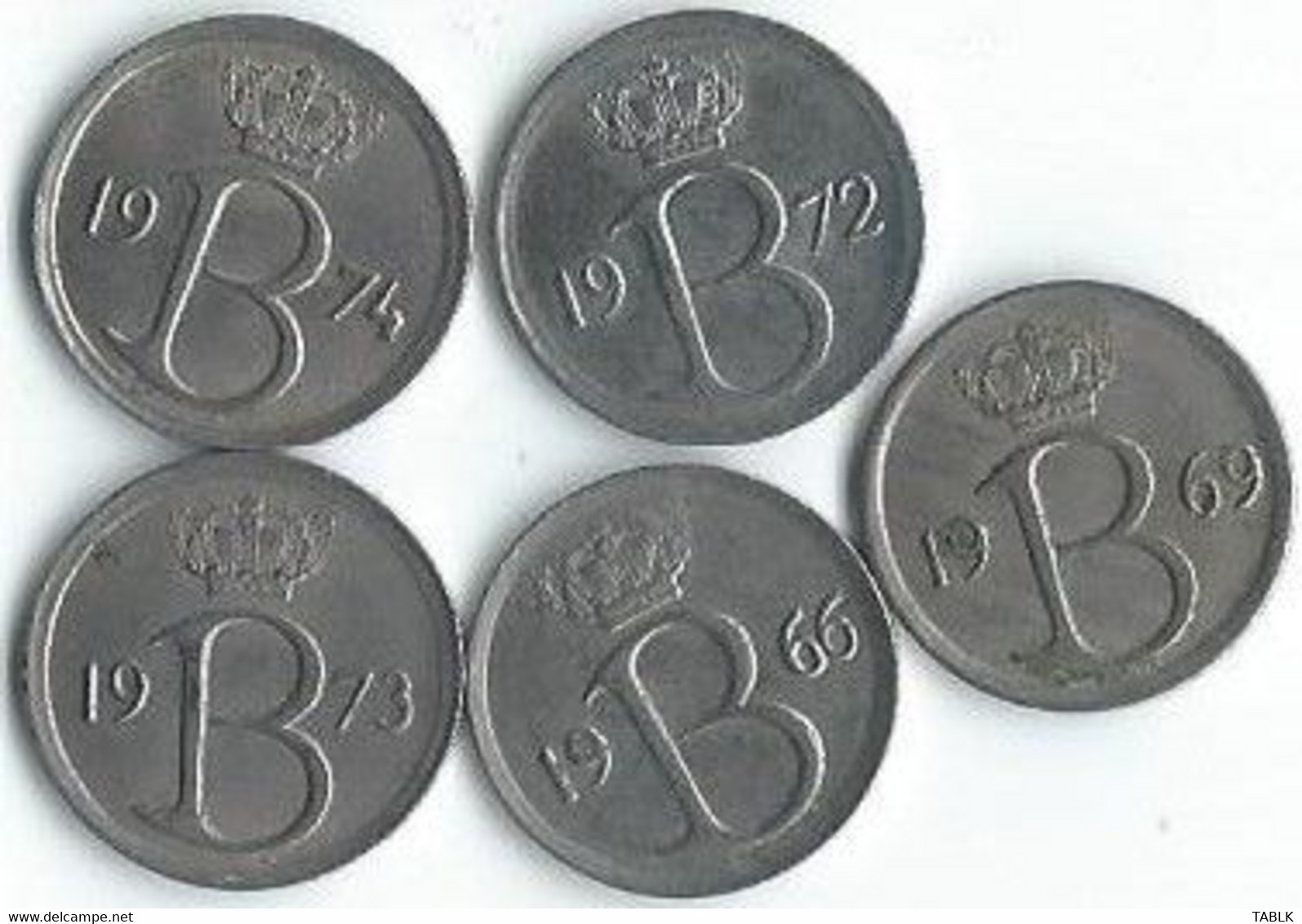 MM676 - BELGIË - BELGIUM - 5 X 25 CENTIMES - VLAAMS - 1966 - 1969 - 1972 - 1973 - 1974 - 25 Cent