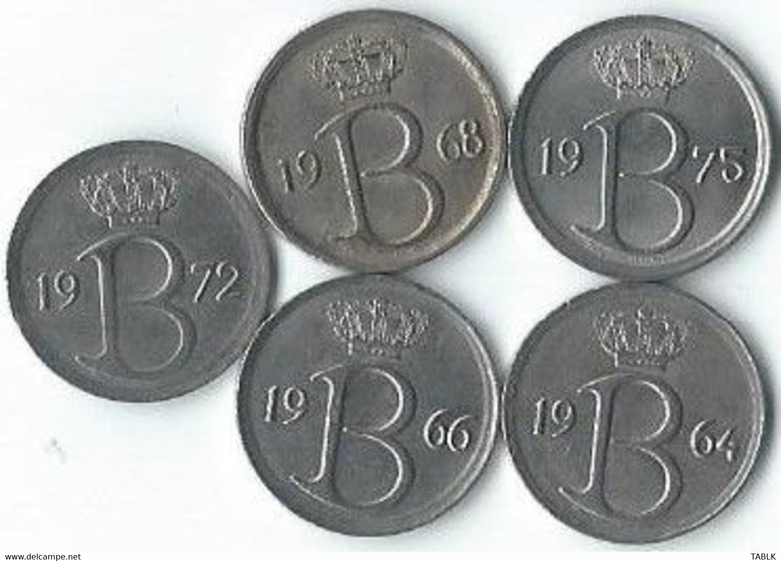 MM677 - BELGIË - BELGIUM - 5 X 25 CENTIMES - VLAAMS - 1964 - 1966 - 1968 - 1972 - 1975 - 25 Centimes