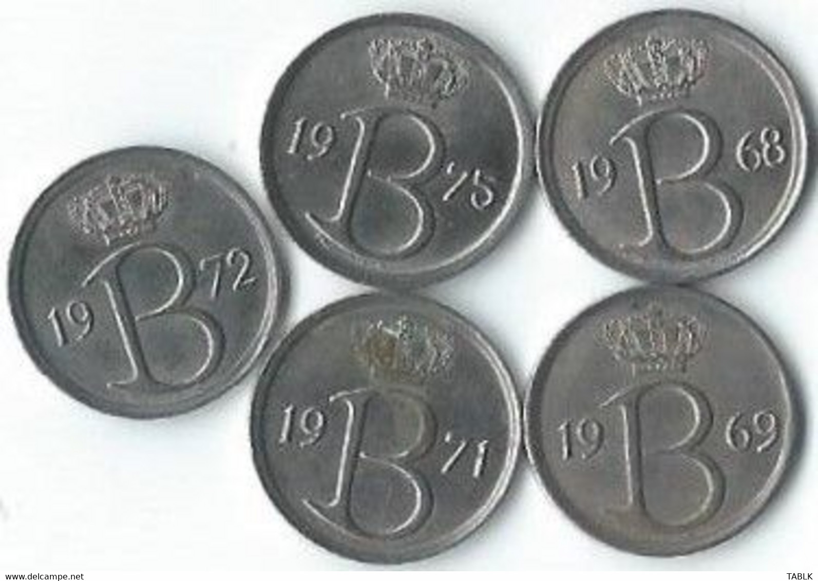 MM678 - BELGIË - BELGIUM - 5 X 25 CENTIMES - VLAAMS - 1968 - 1969 - 1971 - 1972 - 1975 - 25 Cent