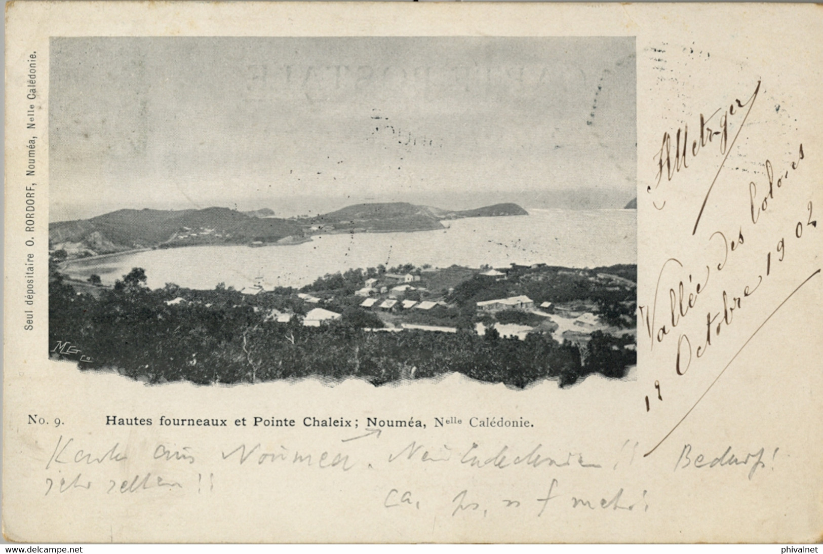 1902 NOUVELLE CALEDONIE , T.P. CIRCULADA , NOUMÉA - STEINBRÜCK , LLEGADA , YV. 59 , TRÁNSITO Y LLEGADA - Briefe U. Dokumente