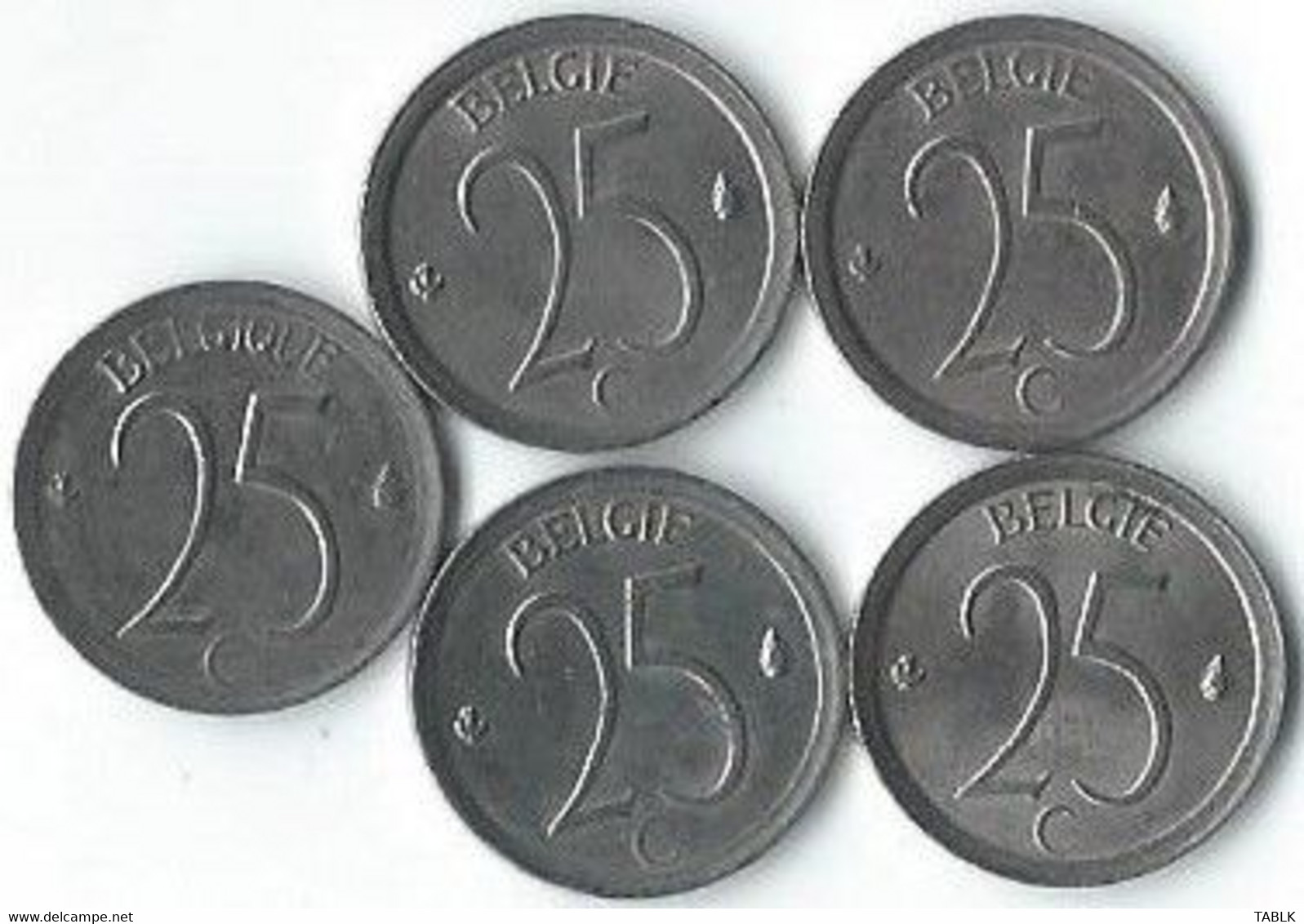 MM679 - BELGIË - BELGIUM - 5 X 25 CENTIMES - 1966 - 1967 - 1972 - 1973 - 1974 - 25 Cent