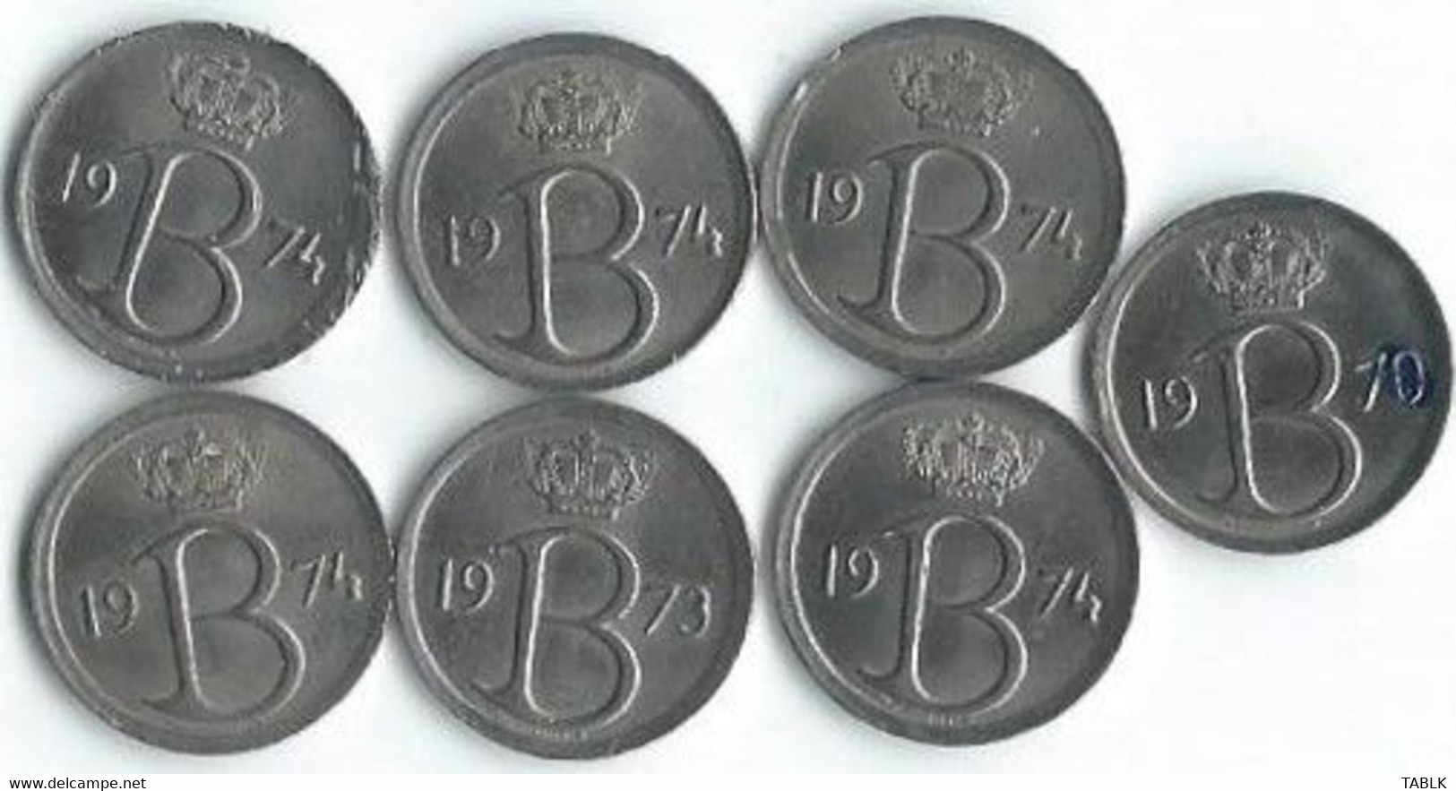 MM683 - BELGIË - BELGIUM - 7 X 25 CENTIMES -  FRANS - 1970 - 1973 - 1974 - 25 Cent