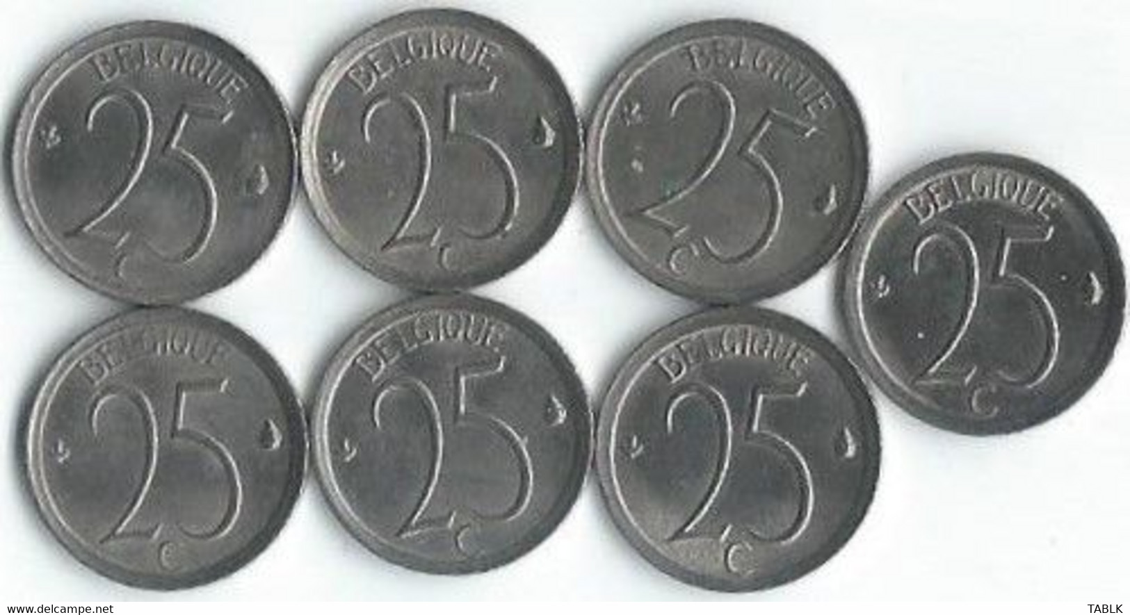 MM683 - BELGIË - BELGIUM - 7 X 25 CENTIMES -  FRANS - 1970 - 1973 - 1974 - 25 Centimes