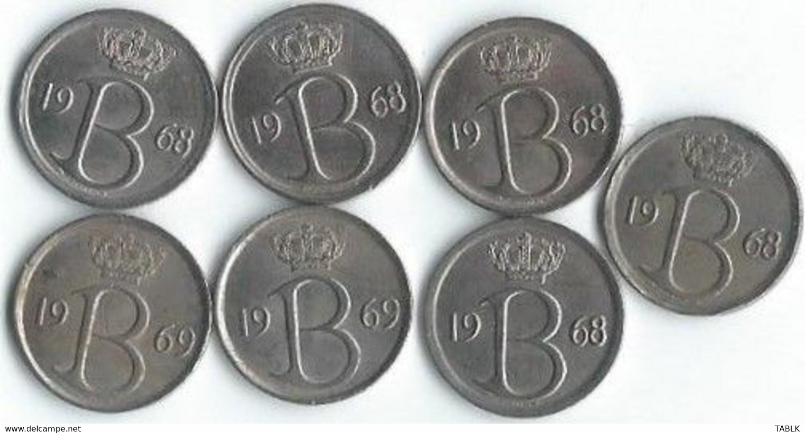 MM684 - BELGIË - BELGIUM - 7 X 25 CENTIMES - FRANS - 1968 - 1969 - 25 Cent